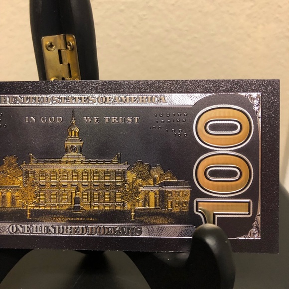 24k Gold / Black Foil Plated $100 (One Hundred US Dollar) Banknote - Picture 5 of 8
